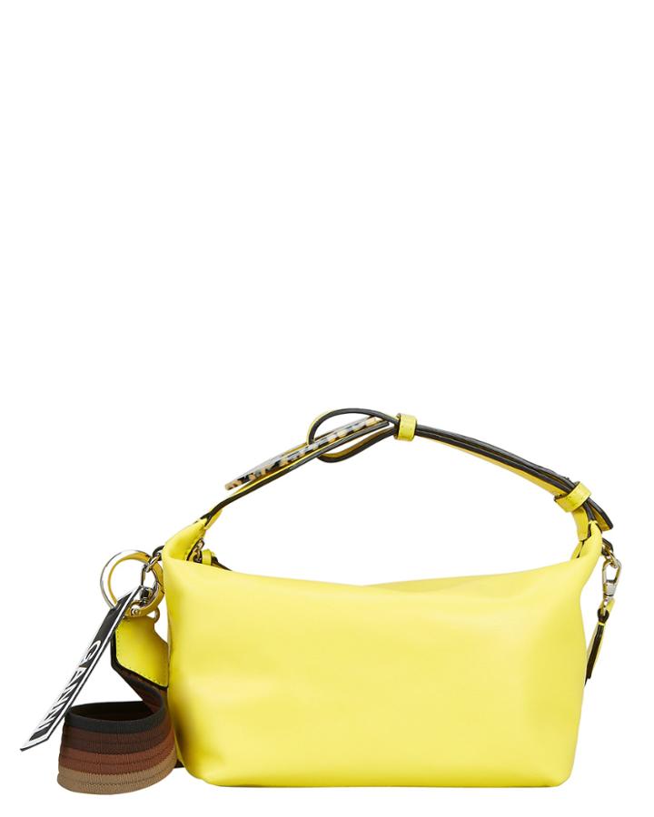Ganni Yellow Leather Mini Clutch Bag Bright Yellow Leather 1size