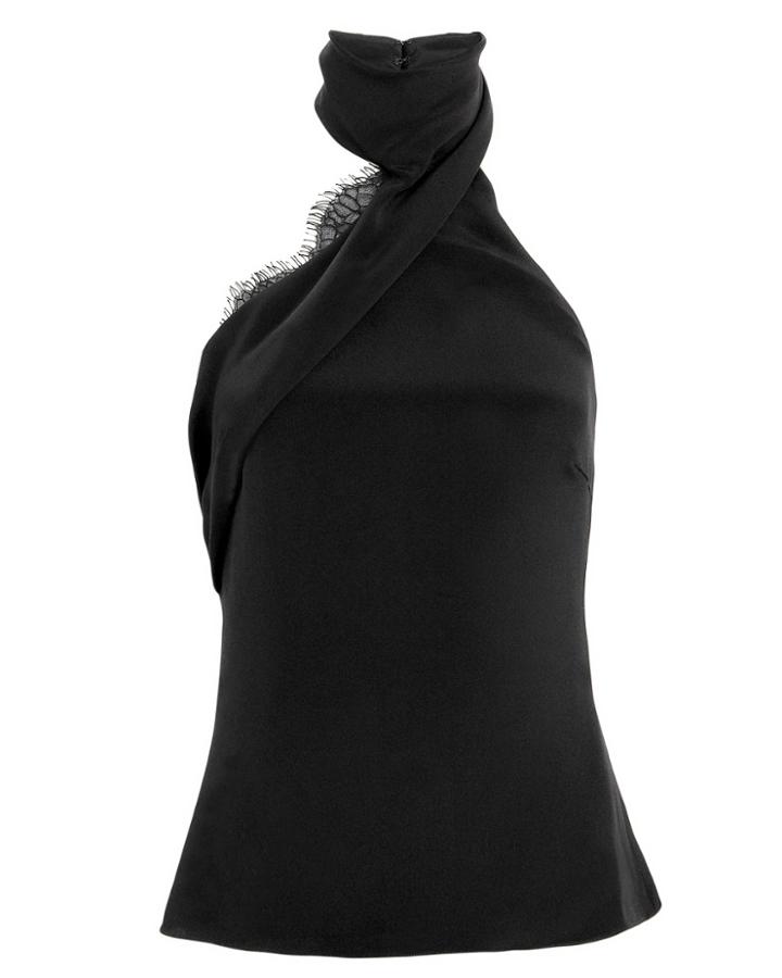 Cushnie Siren Lace Detail Top Black Zero