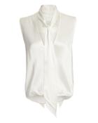Michelle Mason Satin Tie Neck Blouse Ivory 6