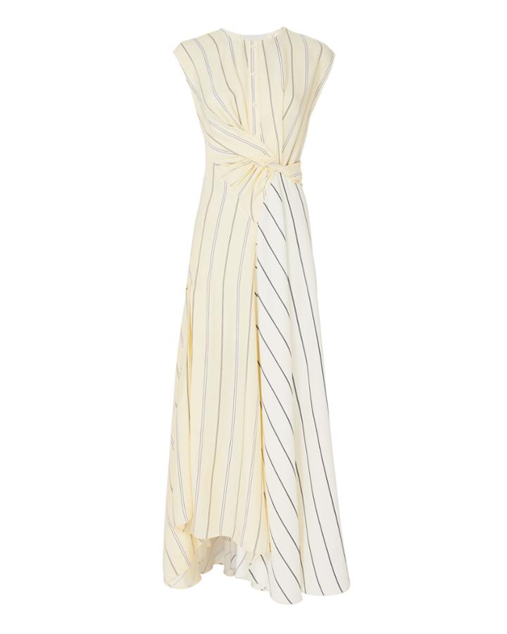 3.1 Phillip Lim Stripe Twisted Waist Maxi Dress Stripe Zero