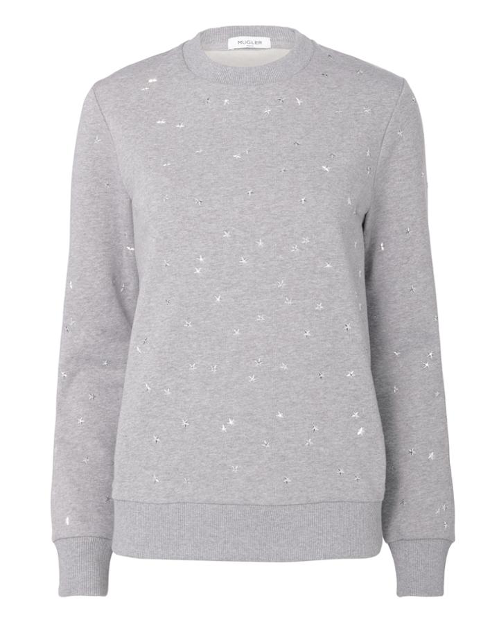 Thierry Mugler Mugler Mini Star-studded Grey Sweatshirt Grey P