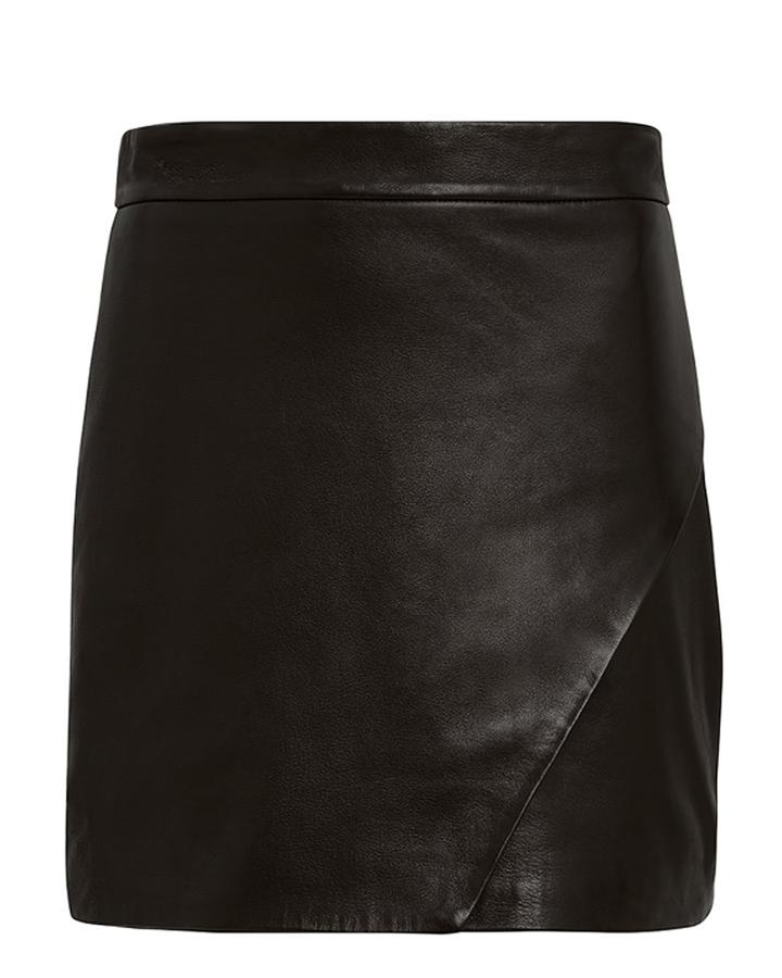 Michelle Mason Wrap Leather Mini Skirt Black 4