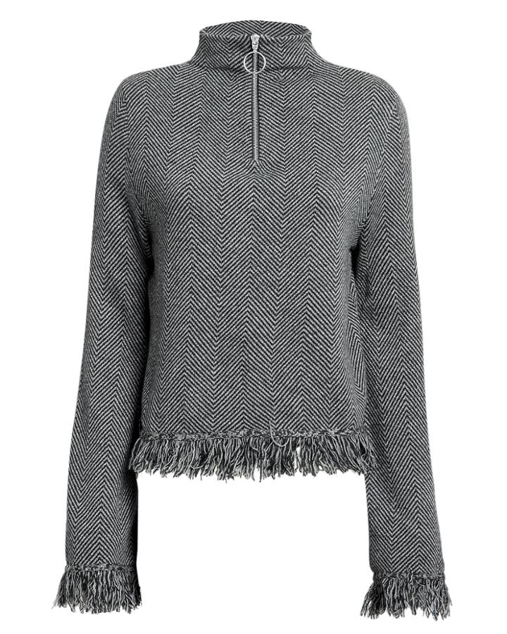 Zoe Jordan Laplace Zip Pullover Grey/black S/m