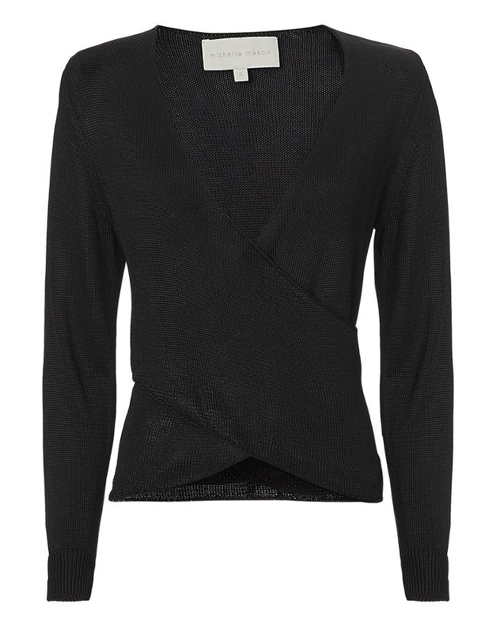 Michelle Mason Cross Front Black Top Black M
