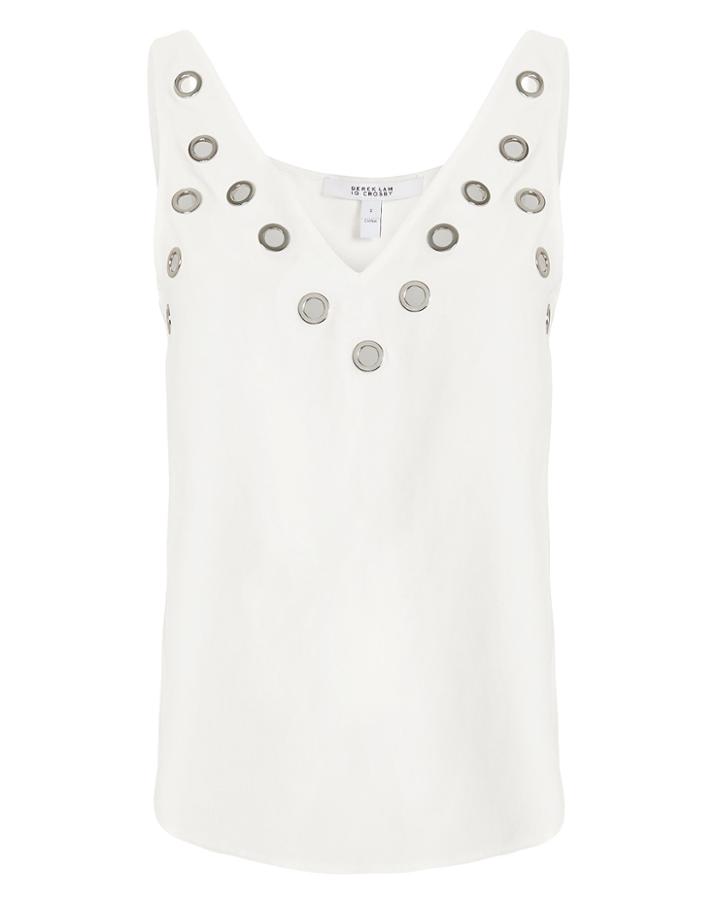 Derek Lam 10 Crosby Matte Satin Grommet Tank White 00