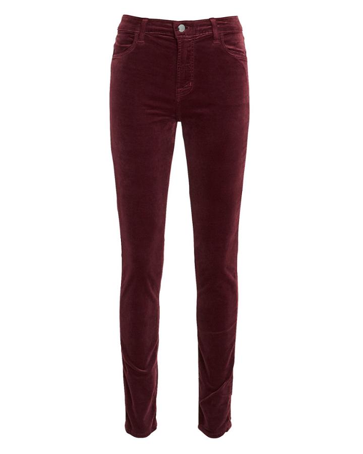 J Brand Maria Velvet Skinny Pants Burgundy 23