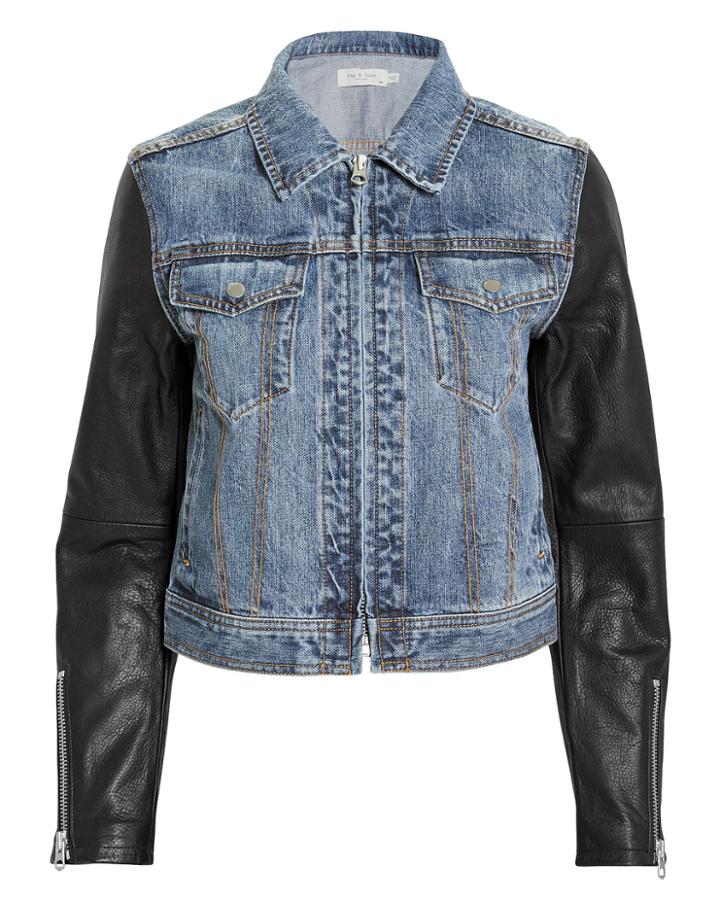 Rag And Bone Rag & Bone/jean Nico Jacket Blue Denim/black P