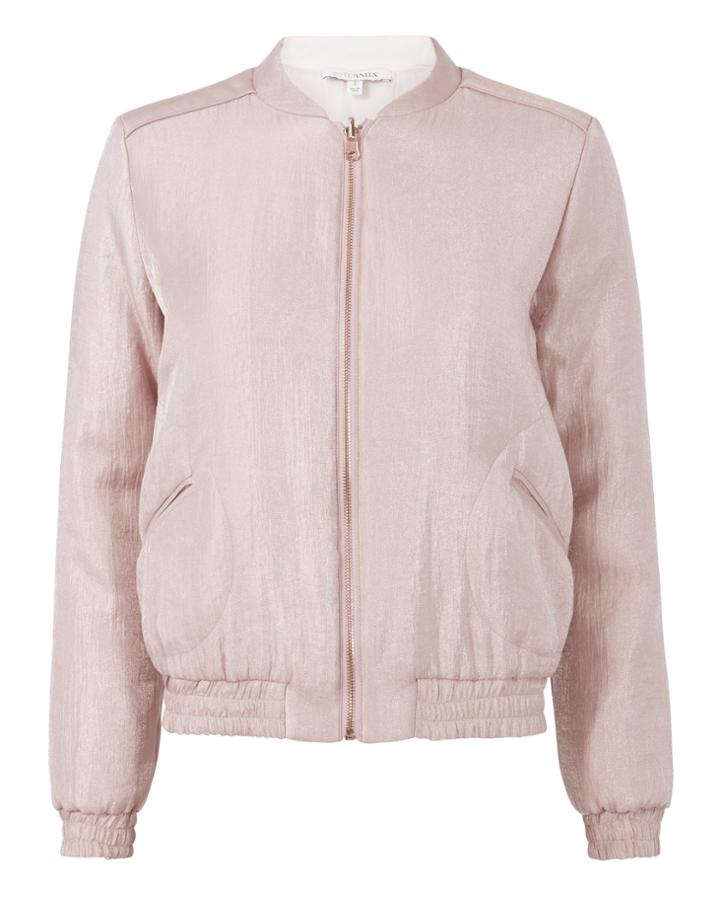 Exclusive For Intermix Intermix Cassian Shimmer Reversible Bomber Jacket Blush P