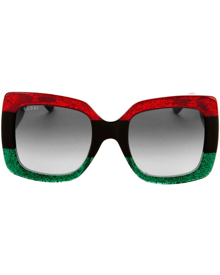 Gucci Oversized Square Glitter Sunglasses Colorblock 1size