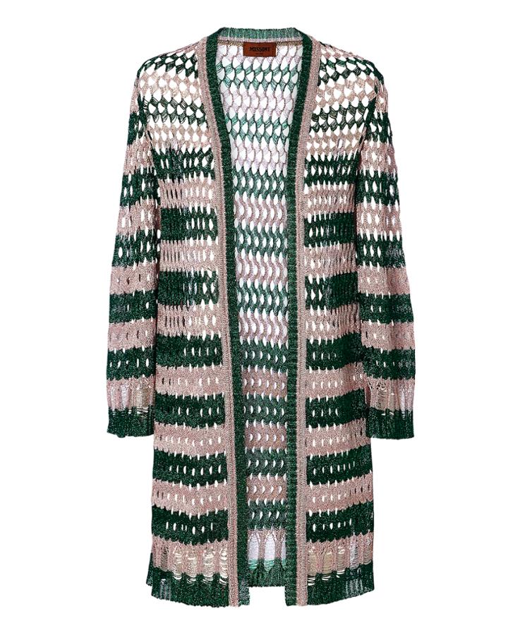 Missoni Striped Lurex Green And Pink Cardigan Green 36