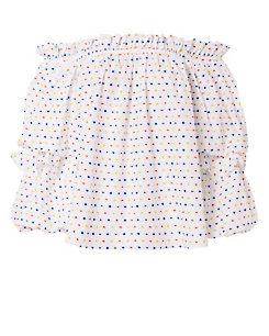 Caroline Constas Gia Embroidered Dot Off-the-shoulder Top