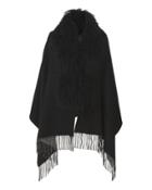 Intermix Pologeorgis Shearling Collar Reversible Black Shawl Black 1size
