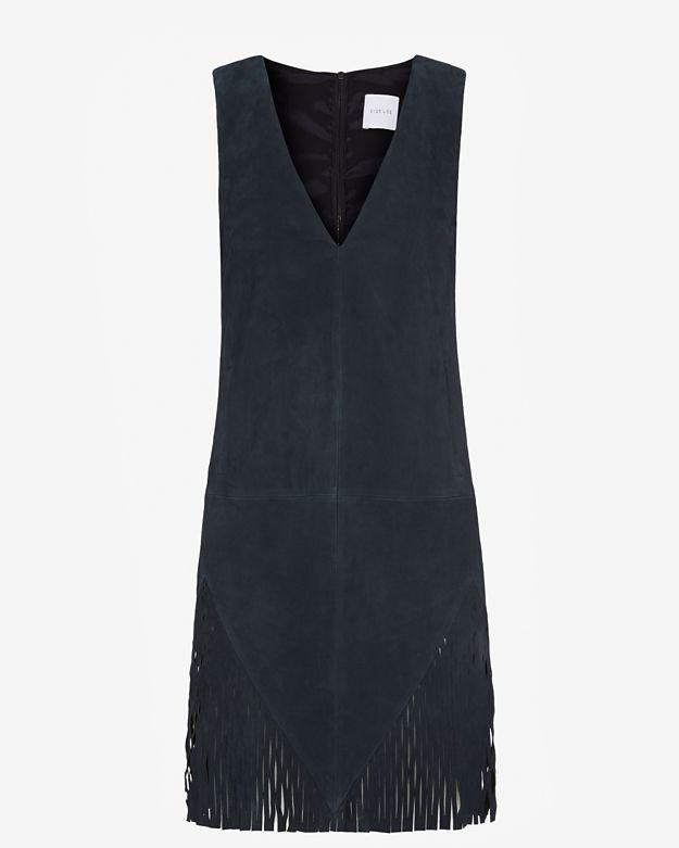 Dion Lee Perforated Fringe Suede Shift Dress