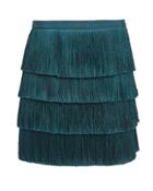 Exclusive For Intermix Intermix Raine Fringe Mini Skirt Teal Blue Zero