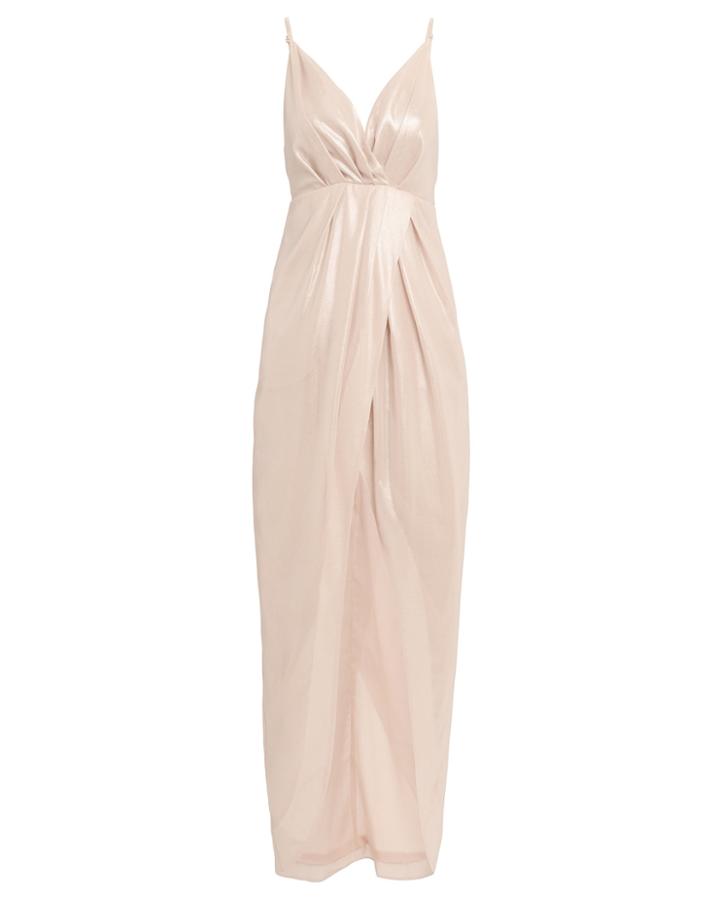 Jonathan Simkhai Metallic Pleated Slip Dress Rose/metallic S