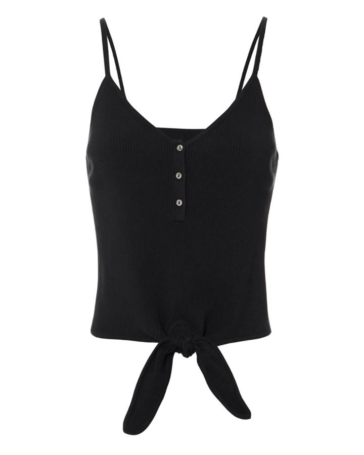 Exclusive For Intermix Intermix Emma Tie Front Black Tank Black P