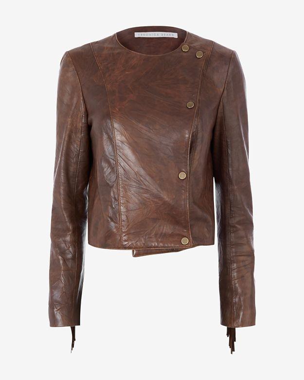 Veronica Beard Frontier Fringe Leather Jacket
