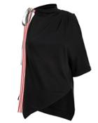 Monse Cold Shoulder Handkerchief Top Black/stripe P