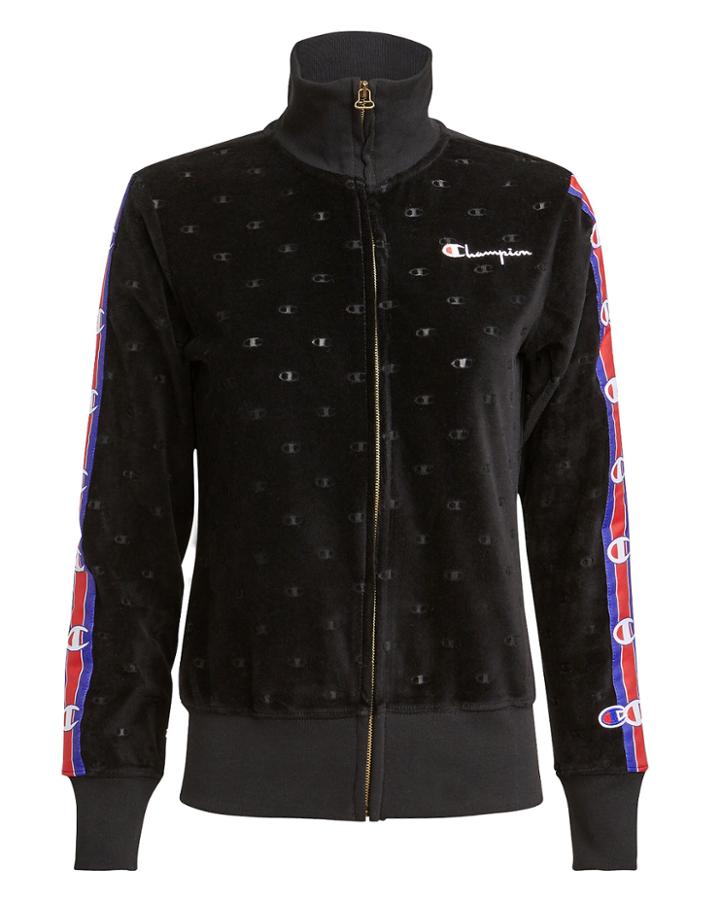 Champion Velour Track Zip Jacket Black/red/blue P