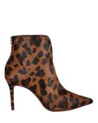 Schutz Nicolette Haircalf Leopard Booties Brown 7.5