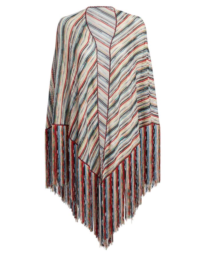 Missoni Triangle Striped Fringe Shawl Rainbow/stripes 1size