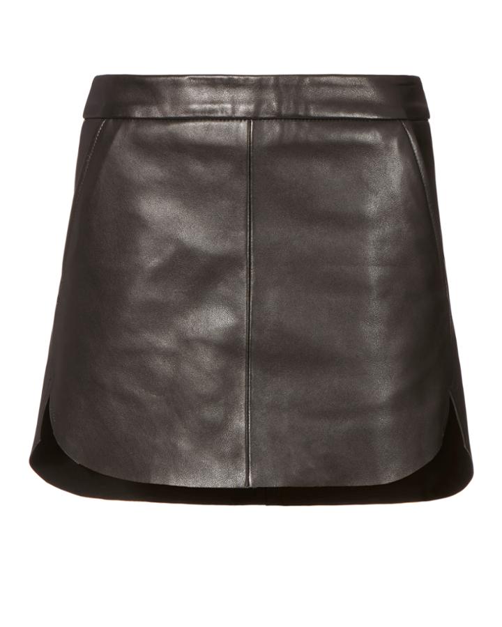Michelle Mason Baseball Hem Leather Mini Skirt