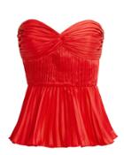 Amur Cash Bustier-look Pleated Top Red L