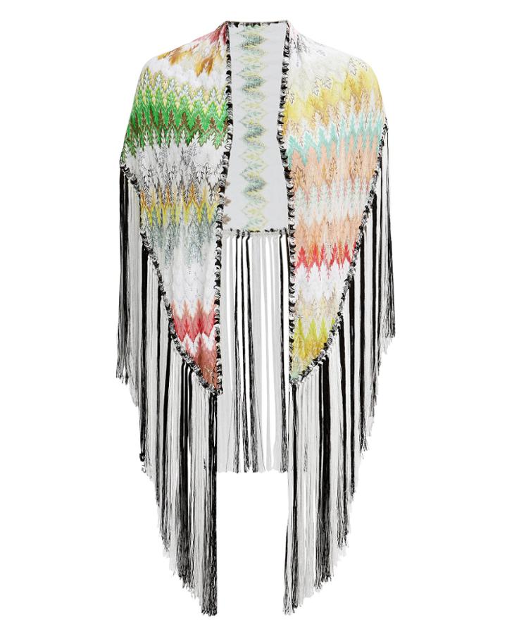 Missoni Triangle Fringe Scarf White/black/green 1size
