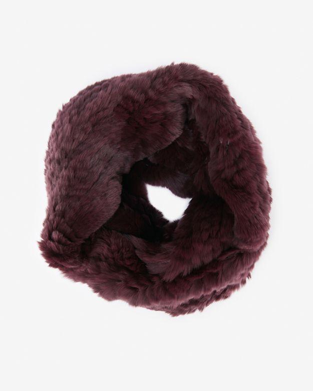 Jocelyn Rex Rabbit Fur Infinity Scarf: Burgundy