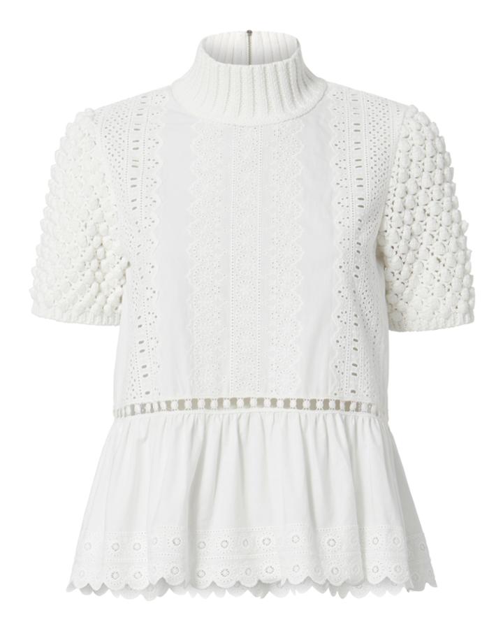 Sea Embroidered Peplum Sweater