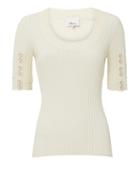 3.1 Phillip Lim Ribbed Button Sleeve Top Ivory S
