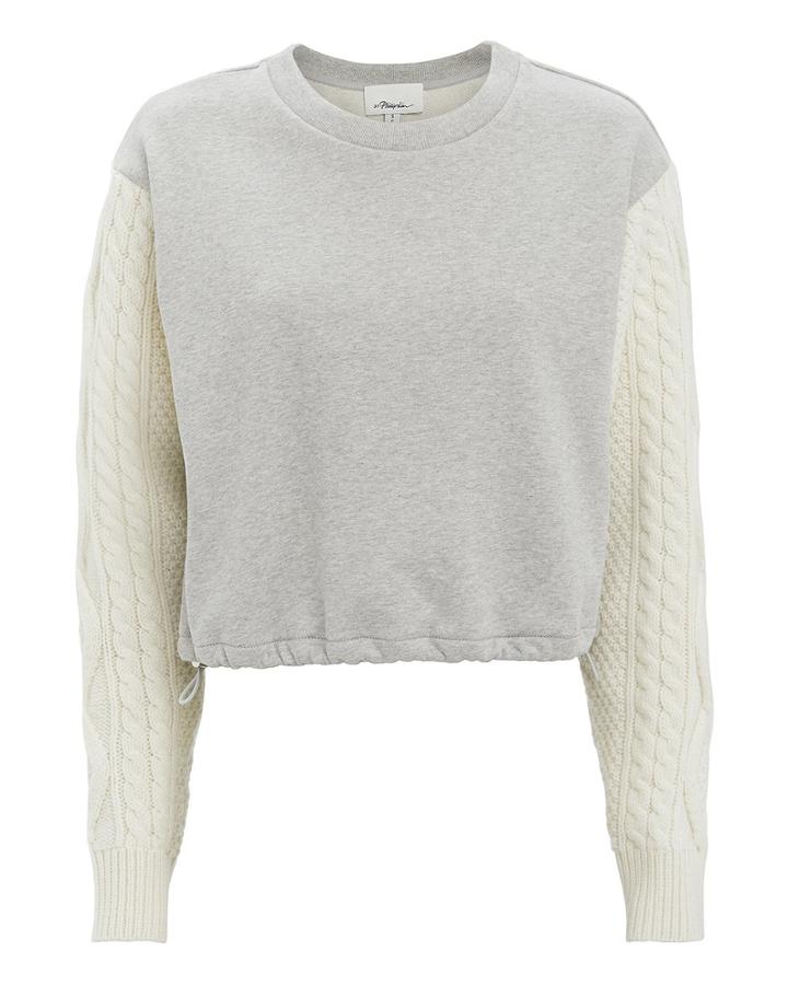 3.1 Phillip Lim Cable Sleeve Sweatshirt Grey-lt P