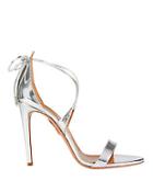 Aquazzura Linda Mirrored Silver Leather Sandals