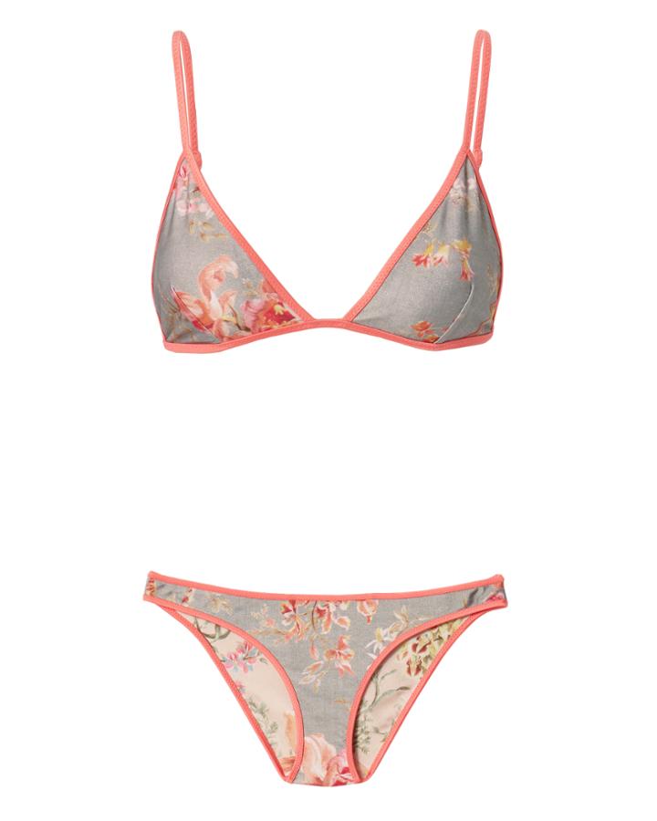 Zimmermann Reversible Floral Print Triangle Bikini