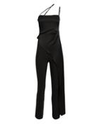 Michelle Mason Asymmetrical Side Drape Jumpsuit Black Zero