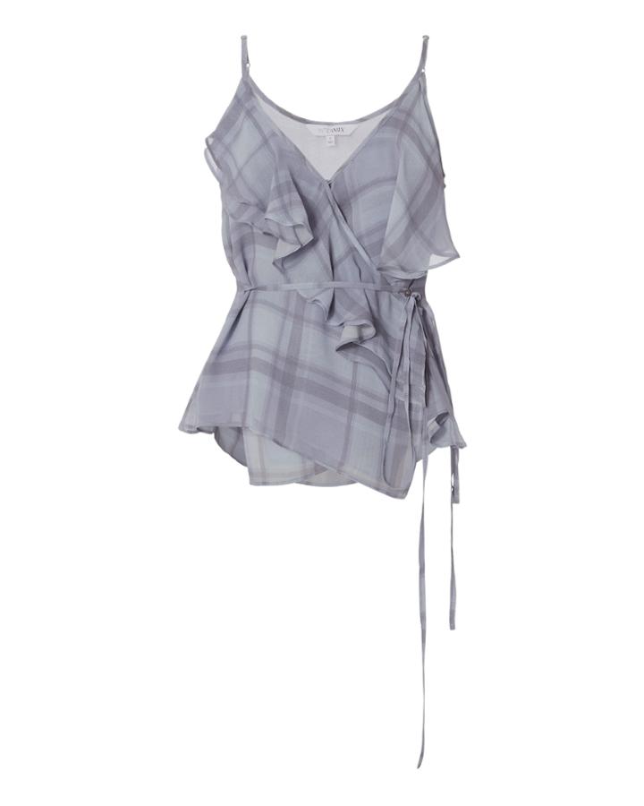 Exclusive For Intermix Davina Wrap Waist Plaid Top