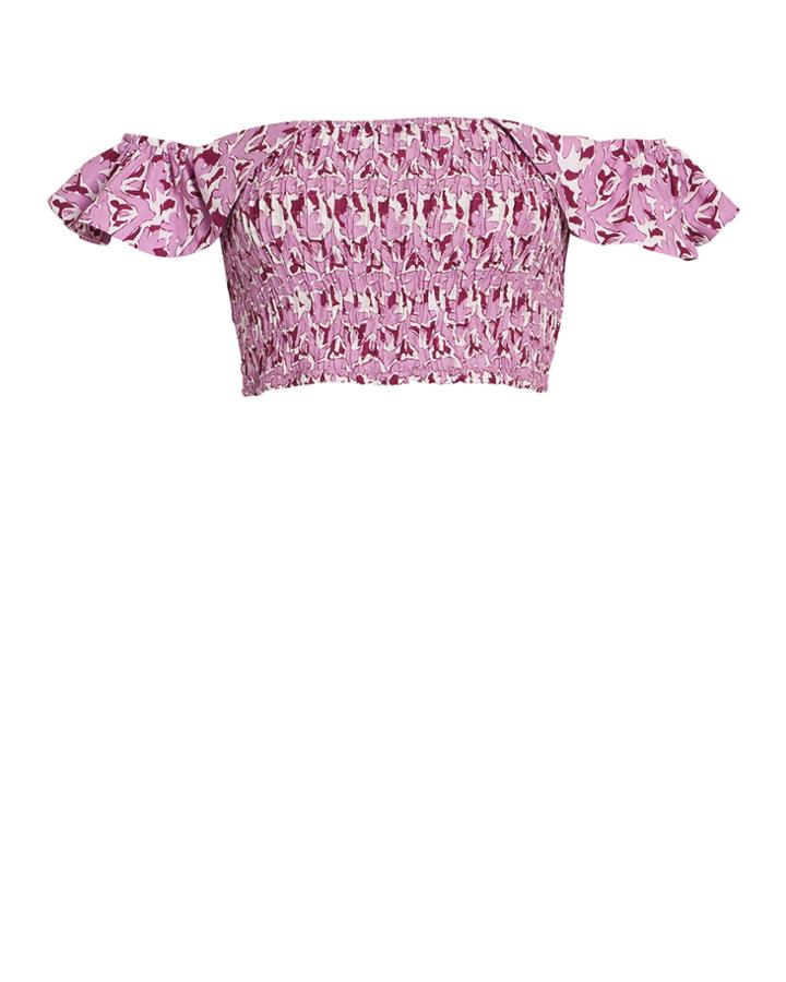 Apiece Apart Lamu Kasbah Floral Smocked Top Purple-lt 4