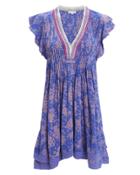 Poupette St Barths Poupette St Barth Sasha Mini Dress Blue Butterfly Batik Print S