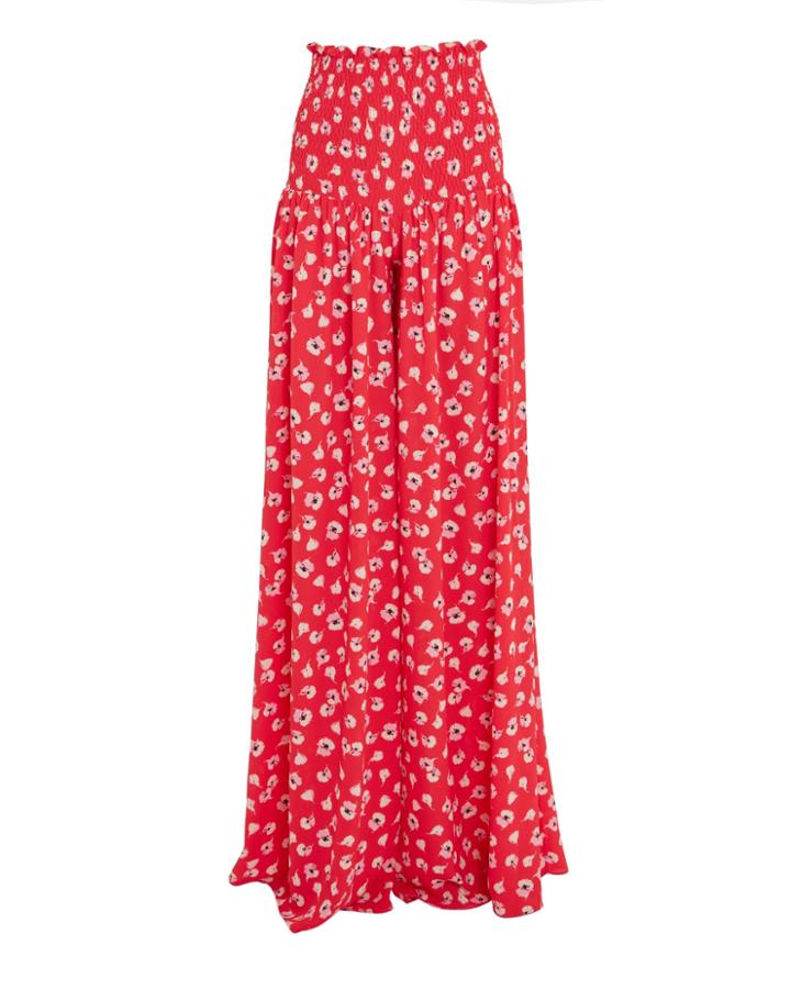 Alexis Christa Floral Sheer Pants Red/white Floral L