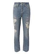 Re/done High-rise Ankle Crop Distressed Jeans