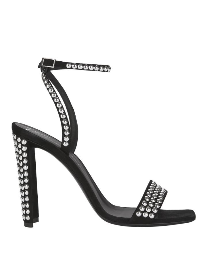 Giuseppe Zanotti Ada Silver Grommet Suede Sandals