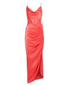 Veronica Beard Natasha Satin Draped Dress Coral 2