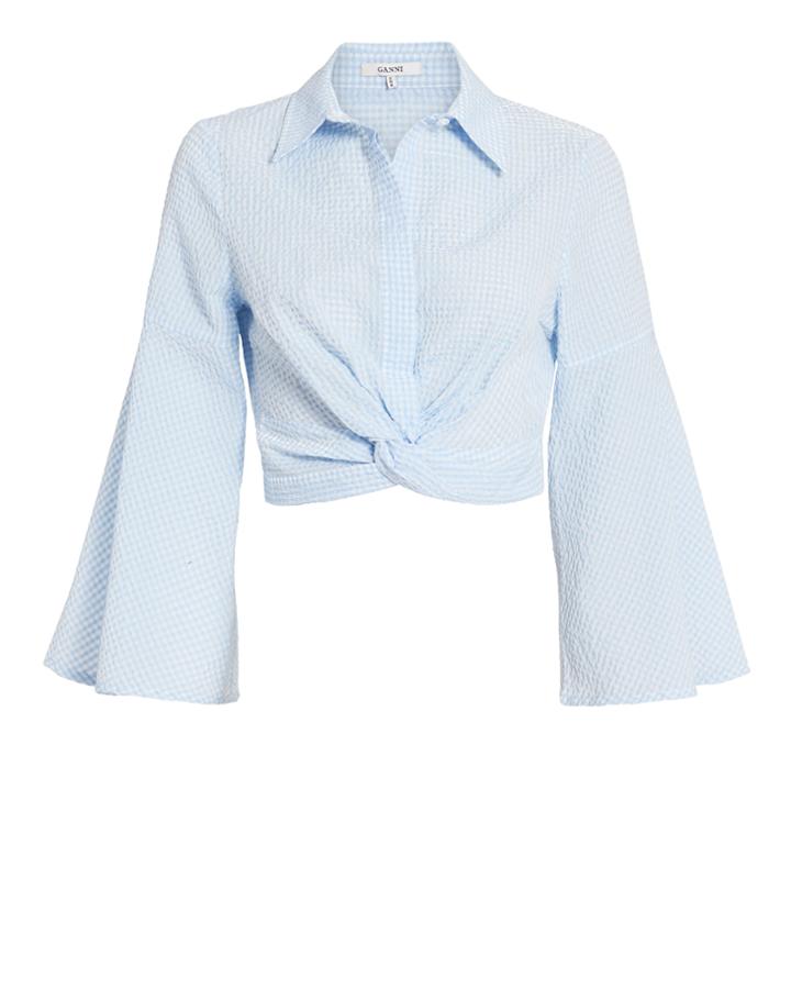 Ganni Charron Knot Top Blue-lt 36
