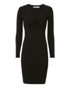 T By Alexander Wang Twist Front Long Sleeve Dress Black P