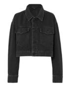 Alexander Wang Oversized Faded Black Denim Crop Jacket