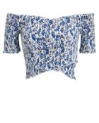 Poupette St Barths Soledad Floral Crop Top Blue/white/floral L