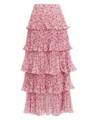 Amur Paisley Tiered Maxi Skirt Pink Zero