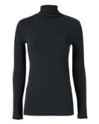 Enza Costa Black Split Sleeve Turtleneck Black L