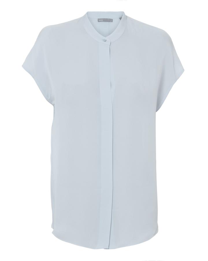 Vince Popover Slit Back Blouse Blue-lt P