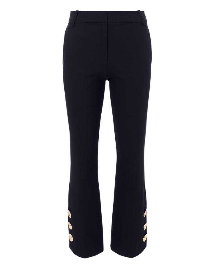 Derek Lam 10 Crosby Slit Hem Crop Flare Trousers Navy 2